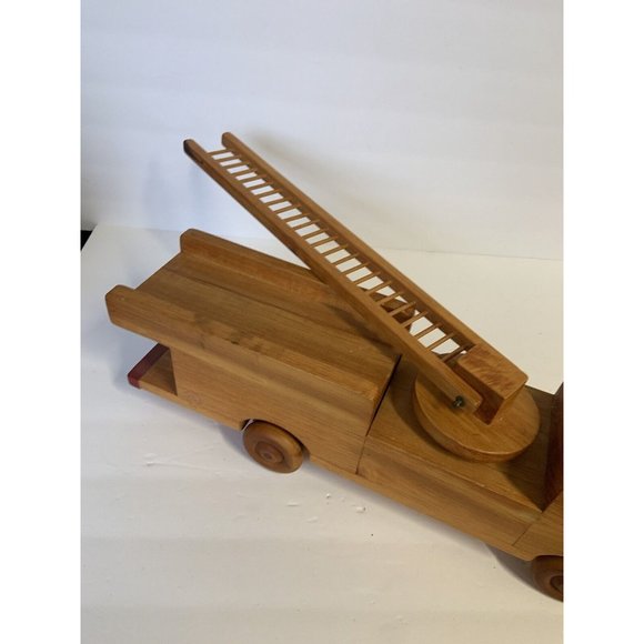 Vintage handmade Wood Firetruck Engine Toy SIGNED DATED - Picture 14 of 16